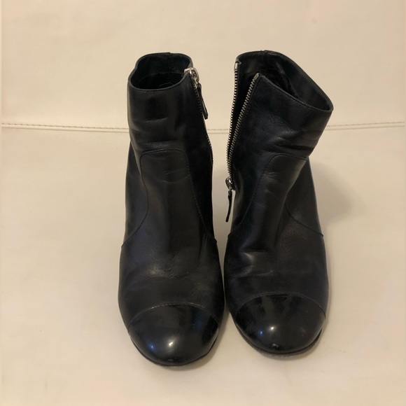 Chanel black ankle leather platform booties size 38 $1050 - Picture 3 of 8